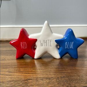 Brand new Rae Dunn Red, White & Blue Star Ceramic Decor